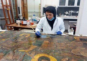 211-year-old Qajar-era painting being restored